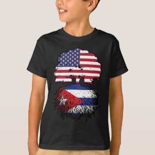 Cuban American USA Tree Roots Flag T-shirt