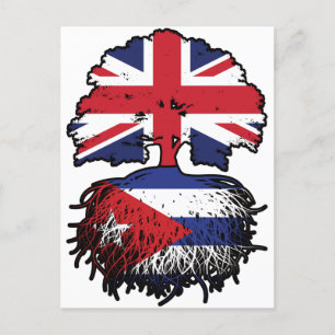 Cuban British UK Tree Roots Flag Briefkaart