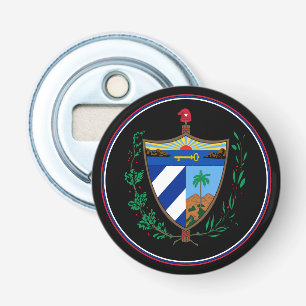 Cuban Flag Bottle Opener, Cuba Emblem / Partij Button Flesopener