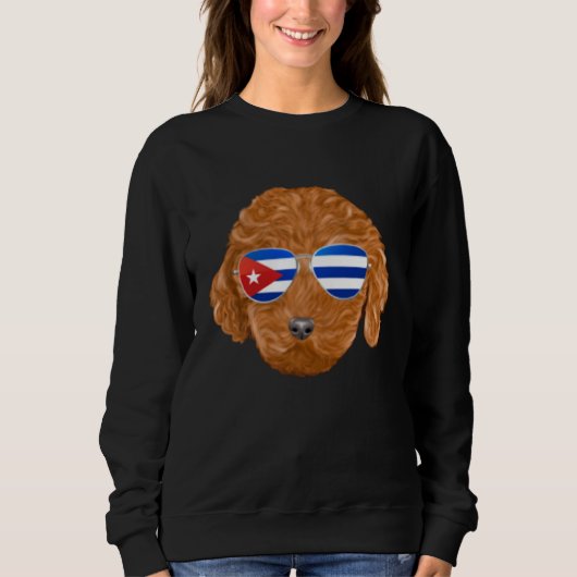 Cuban Flag Brown Poodle Dog Cuba Pocket Trui (Voorkant)
