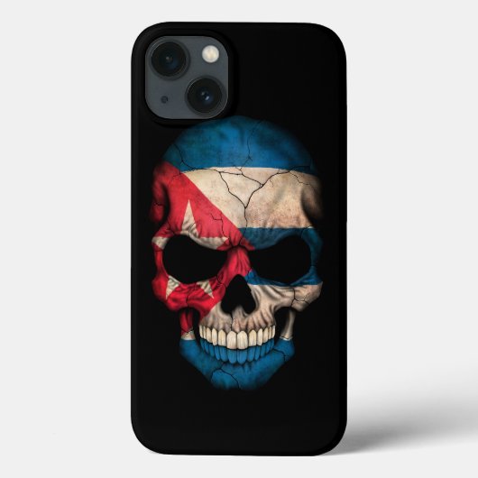 Cuban Flag Skull on Black Case-Mate iPhone Case (Achterkant)
