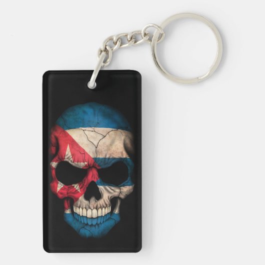 Cuban Flag Skull op Black Sleutelhanger (achterkant)