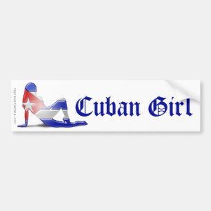 Cuban Girl Silhouette Flag Bumpersticker