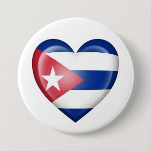 Cuban Heart Flag op White Ronde Button 7,6 Cm