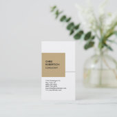 Cube Beige Blanc Carte de visite Vertical Chic (Debout devant)