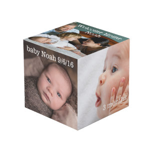 Cube en photo d'étapes importantes de bébé
