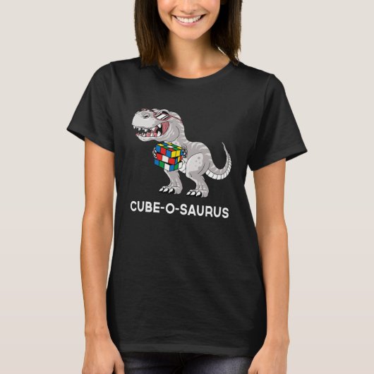 Cube o saurus  Competitive Speed Cubing Dinosaur T-shirt (Voorkant)