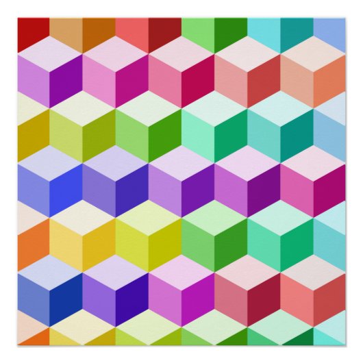 Cube Pattern Multicolf Perfect Poster (Voorkant)