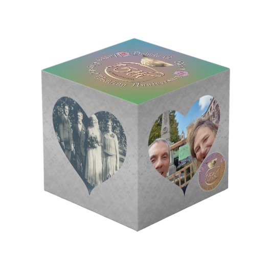 Cube Photo 15e Mariage de cristal Anniversaire Cadres de coeu (Angle devant)