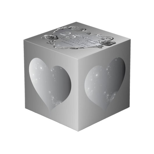 Cube Photo 25e Rose gris argenté Cadres cardiaques 4 photos (Angle devant)