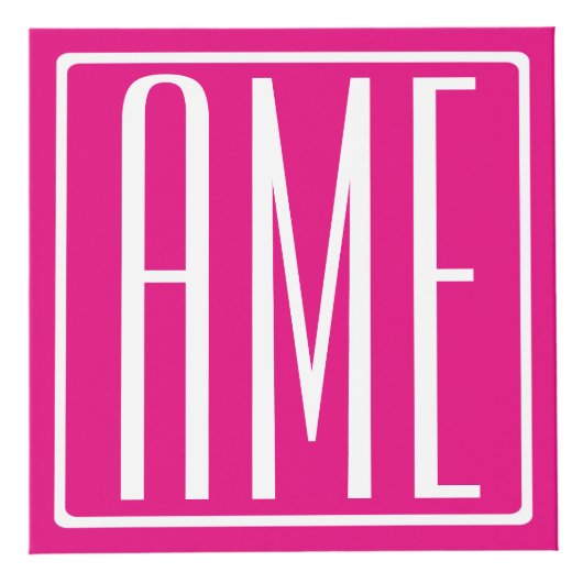 Cube Photo 3 Initiales Monogramme | Blanc sur rose chaud (Droite)