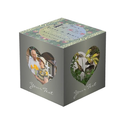 Cube Photo 4e anniversaire du Mariage cadres floraux 4 photos (Angle devant)