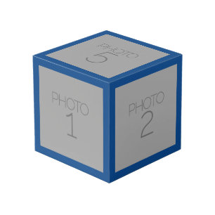 Cube Photo 5 photos en collage avec une bordure bleue royale