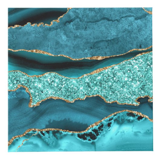 Cube Photo Agate Turquoise Blue Gold Parties scintillant Marb (Droite)