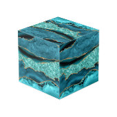 Cube Photo Agate Turquoise Blue Gold Parties scintillant Marb (Angle arrière)