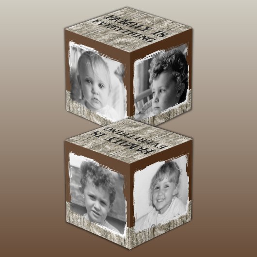 Cube Photo Ajouter 4 images famille rustique gris brun photo