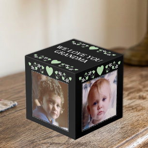 Cube Photo Ajouter 4 images nous vous aimons grand-mère noir