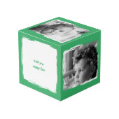 Cube Photo Ajouter 4 images personnaliser mots vert blanc pho (Angle devant)