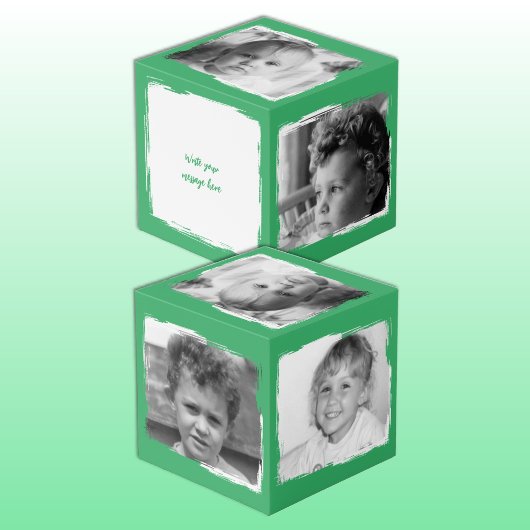 Cube Photo Ajouter 4 images personnaliser mots vert blanc pho