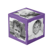 Cube Photo Ajouter 4 images personnaliser mots violet blanc p (Angle arrière)