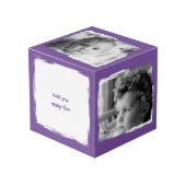 Cube Photo Ajouter 4 images personnaliser mots violet blanc p (Angle devant)