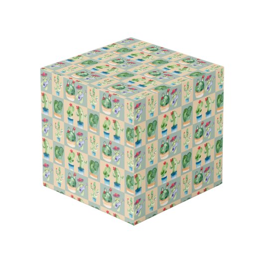 Cube Photo amour cactus - aquarelle (Angle devant)