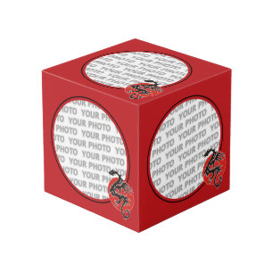 Cube Photo Arrondi en Carré Cadre rouge / Dragon + votre phot