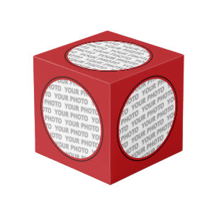 Cube Photo Arrondi en Carré Cadre rouge + votre photo