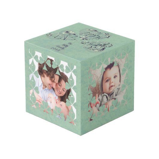 Cube Photo "Ayez une joyeuse St. Patrick's Day" Shamrock Fram (Angle devant)