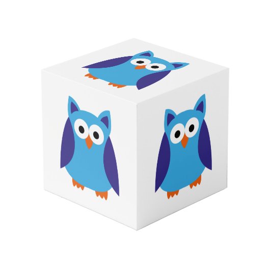 Cube Photo Bande dessinée bleue de hibou (Angle devant)