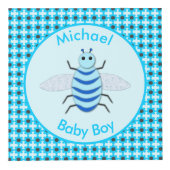 Cube Photo Bébé Bleu mignon Bee Bee Personnalisé (Droite)