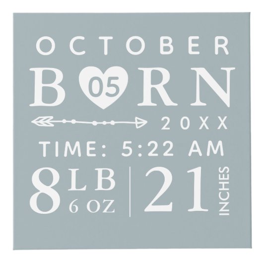 Cube Photo Bébé Photo Keepsaké & statistiques de naissance Mo (Devant)