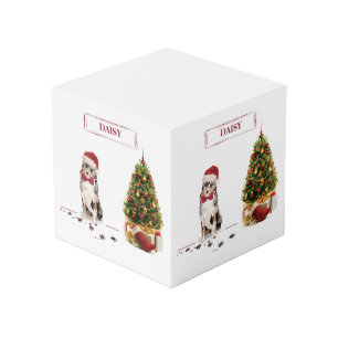 Cube Photo Berger Australien Drôle de chien de Noël avec arbr