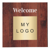 Cube Photo Bienvenue logo de l'entreprise QR code bois table (Devant)