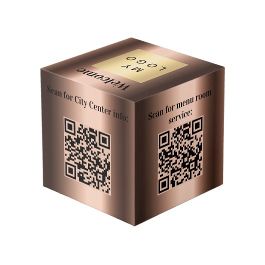 Cube Photo Bienvenue logo de l'entreprise QR codes bronze inf (Angle arrière)