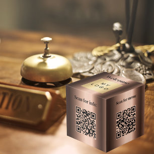 Cube Photo Bienvenue logo de l'entreprise QR codes bronze inf
