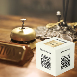 Cube Photo Bienvenue logo de l'entreprise QR codes table d'in