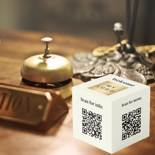 Cube Photo Bienvenue logo de l'entreprise QR codes table d'in