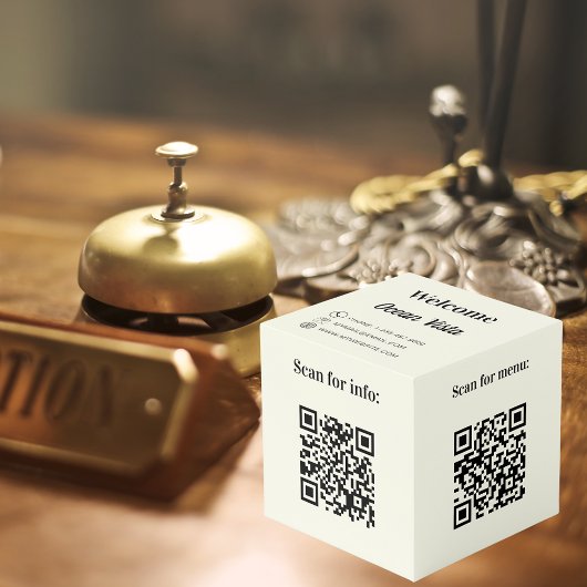 Cube Photo Bienvenue QR codes info hotel restaurant table ivo