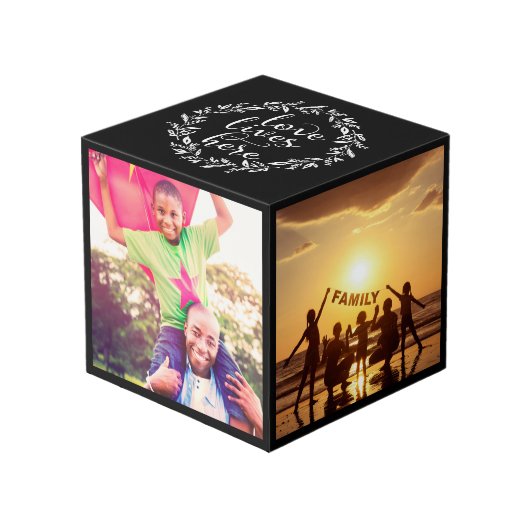 Cube Photo Black Love Here Wreath Photo (Angle devant)