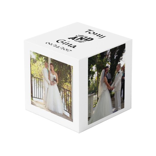Cube Photo Bloc photo de mariage personnalisé (Angle devant)