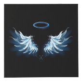 Cube Photo Blue Glowing Angel Wings on black background (Droite)