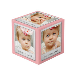 Cube Photo Cadre photo instantané sur mesure rose 5 côtés
