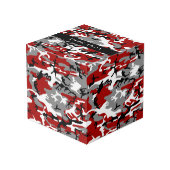 Cube Photo Camouflage rouge et gris Votre nom Personnaliser (Angle arrière)