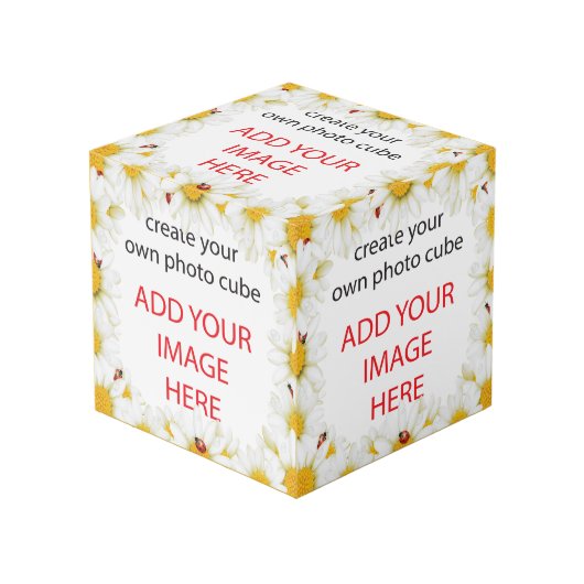 Cube Photo Casseroles blanches et cadre LadyBugs AJOUTER VOS (Angle devant)