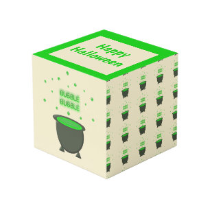 Cube Photo Cauldron et Bubbling Green Brew Halloween personna