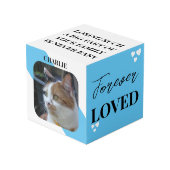 Cube Photo Chat Sympathy Keepsaké animal photo bleue (Angle devant)
