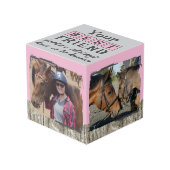 Cube Photo Cheval meilleur ami 4 photo rustique gris rose (Angle devant)