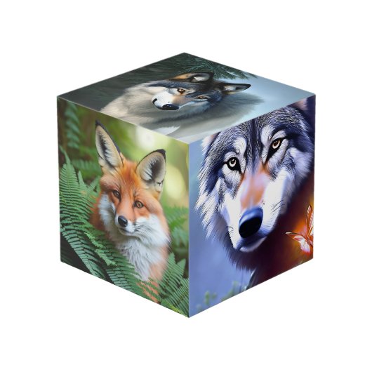 Cube Photo Chiens Et Renards Sauvages, (Angle devant)