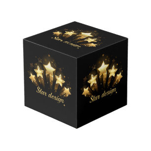 Cube Photo Cinq étoiles d'or en noir